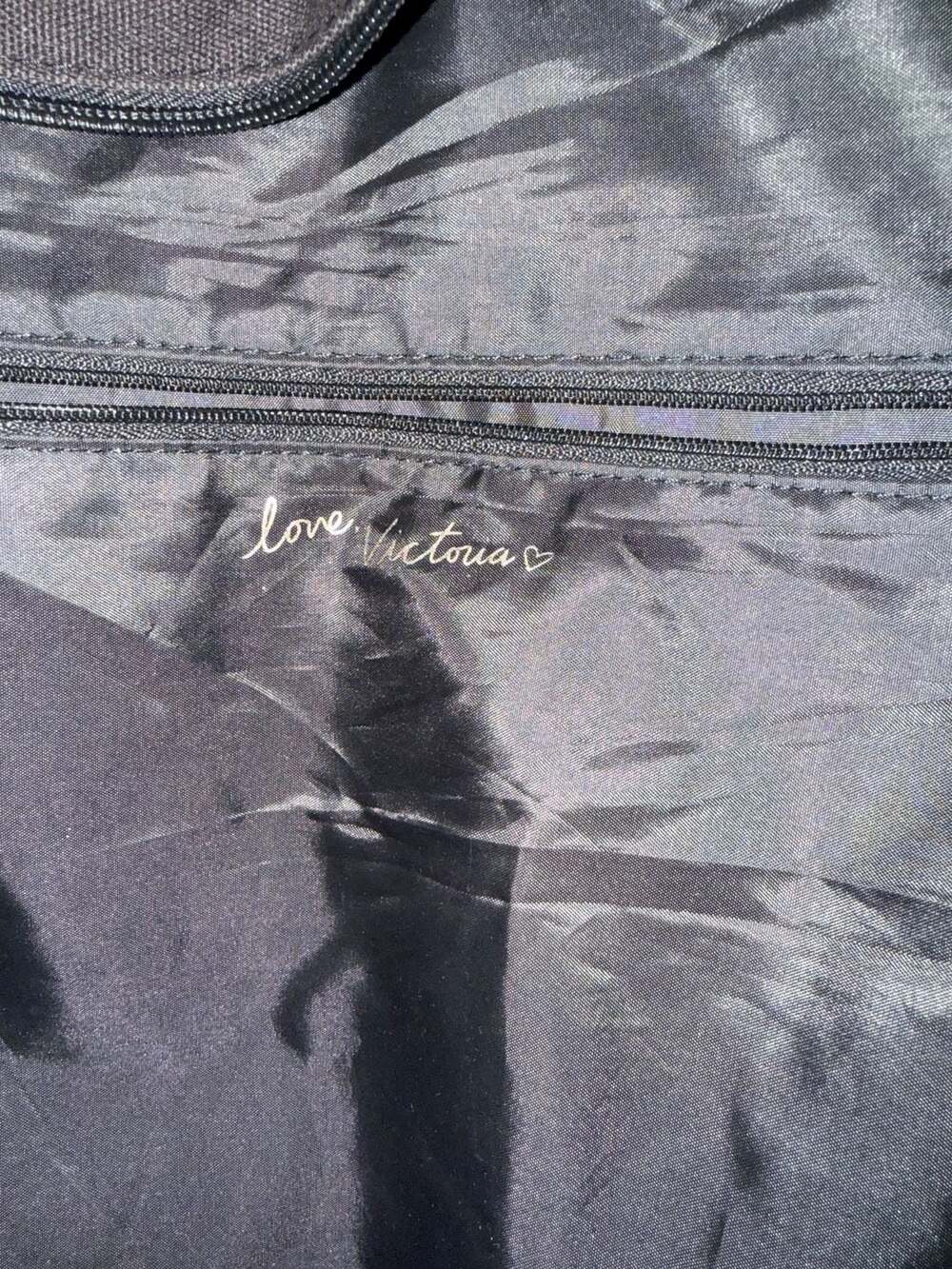 Victoria's Secret Black Floral Canvas Tote Bag with VS Logo - Picture 9 of 11